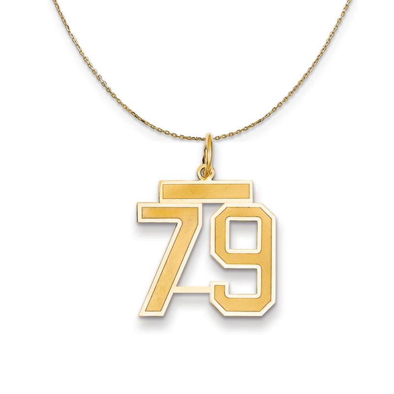 14k Yellow Gold, Jersey, Med Number 79 Necklace - 18 Inch